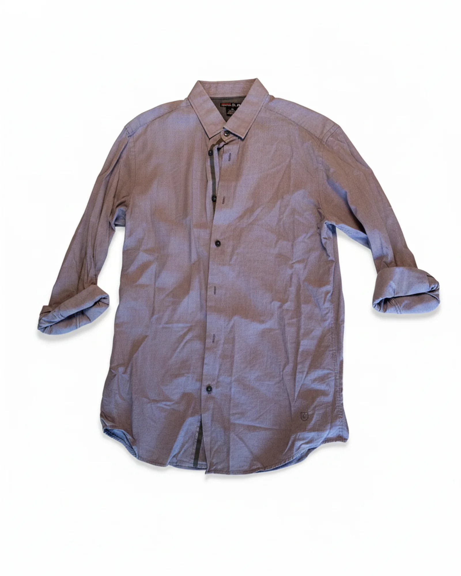Unbranded חולצת צ׳מברי, סגול־אפרסק דהוי, מבט קדמי
