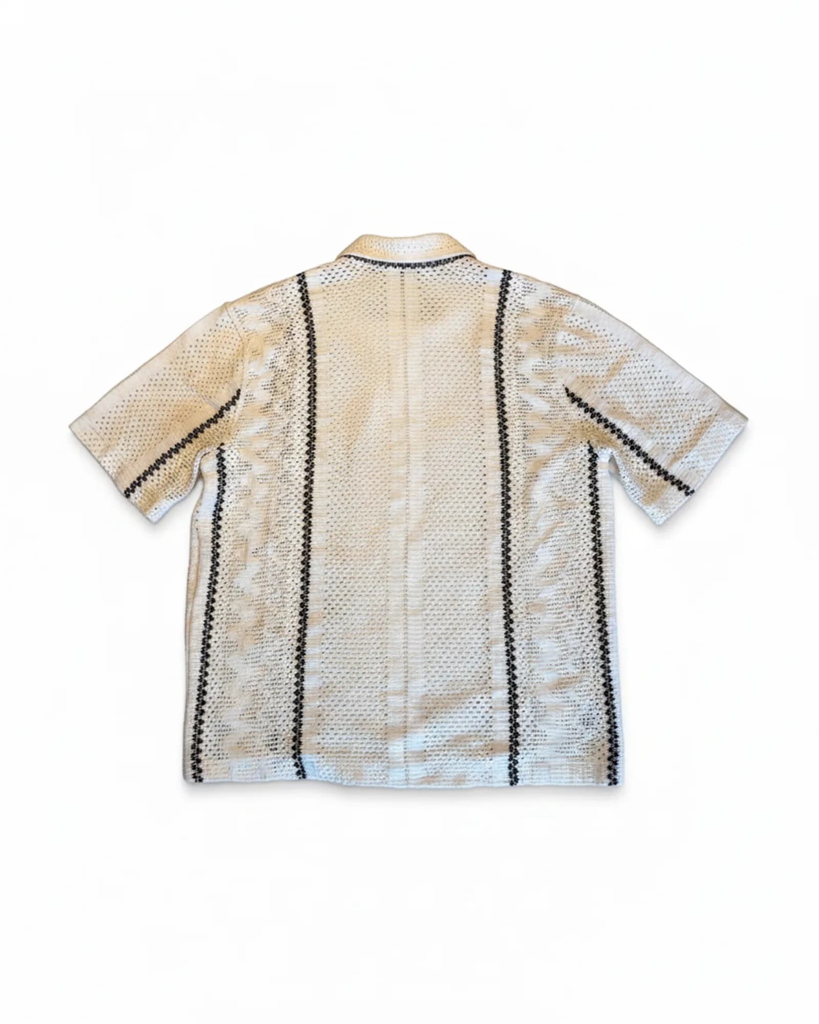 Unbranded חולצת קולר פתוח סרוגה, שמנת ושחור, מבט נוסף