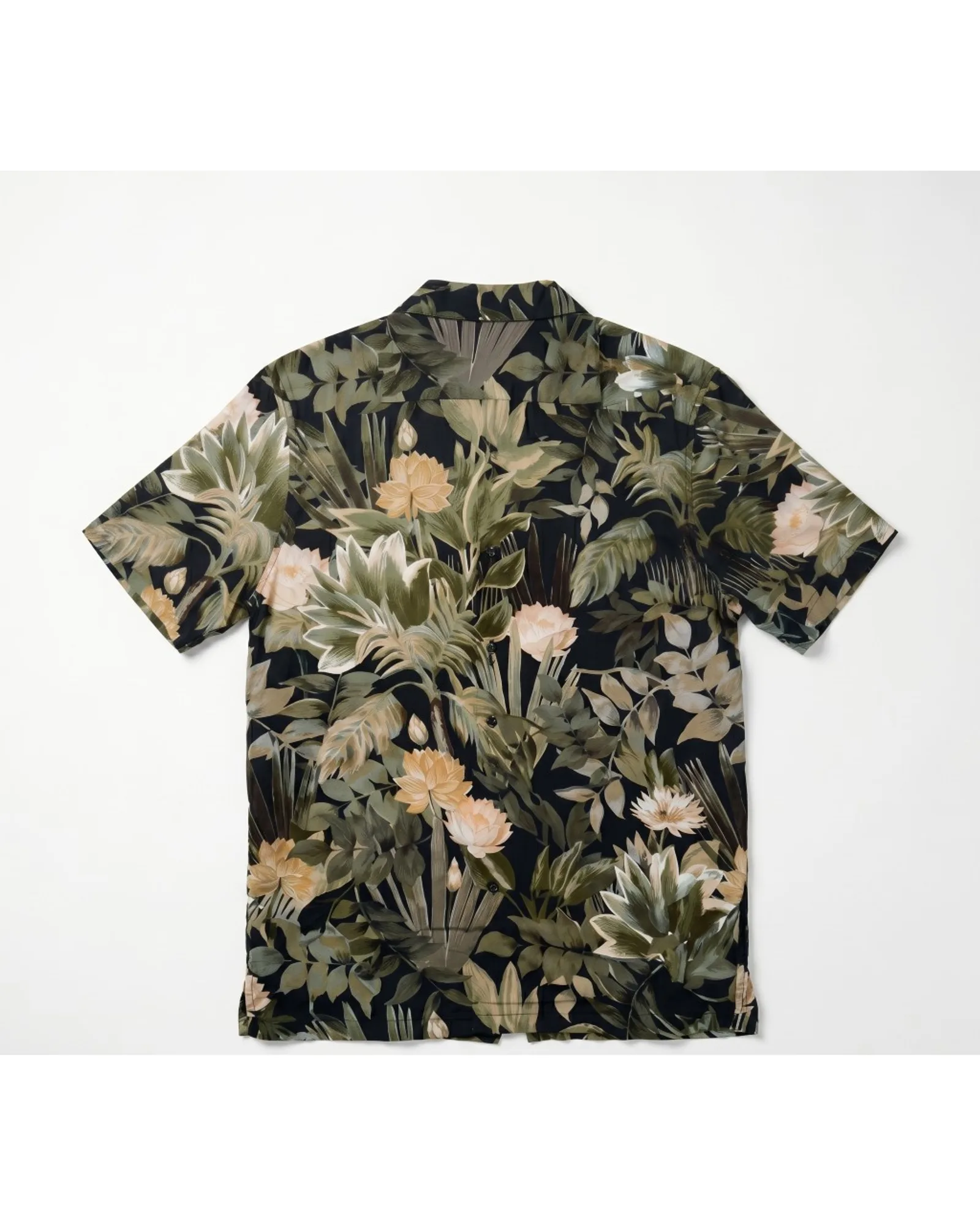 H&M חולצת קולר פתוח, הדפס טרופי בגוון זית, מבט נוסף