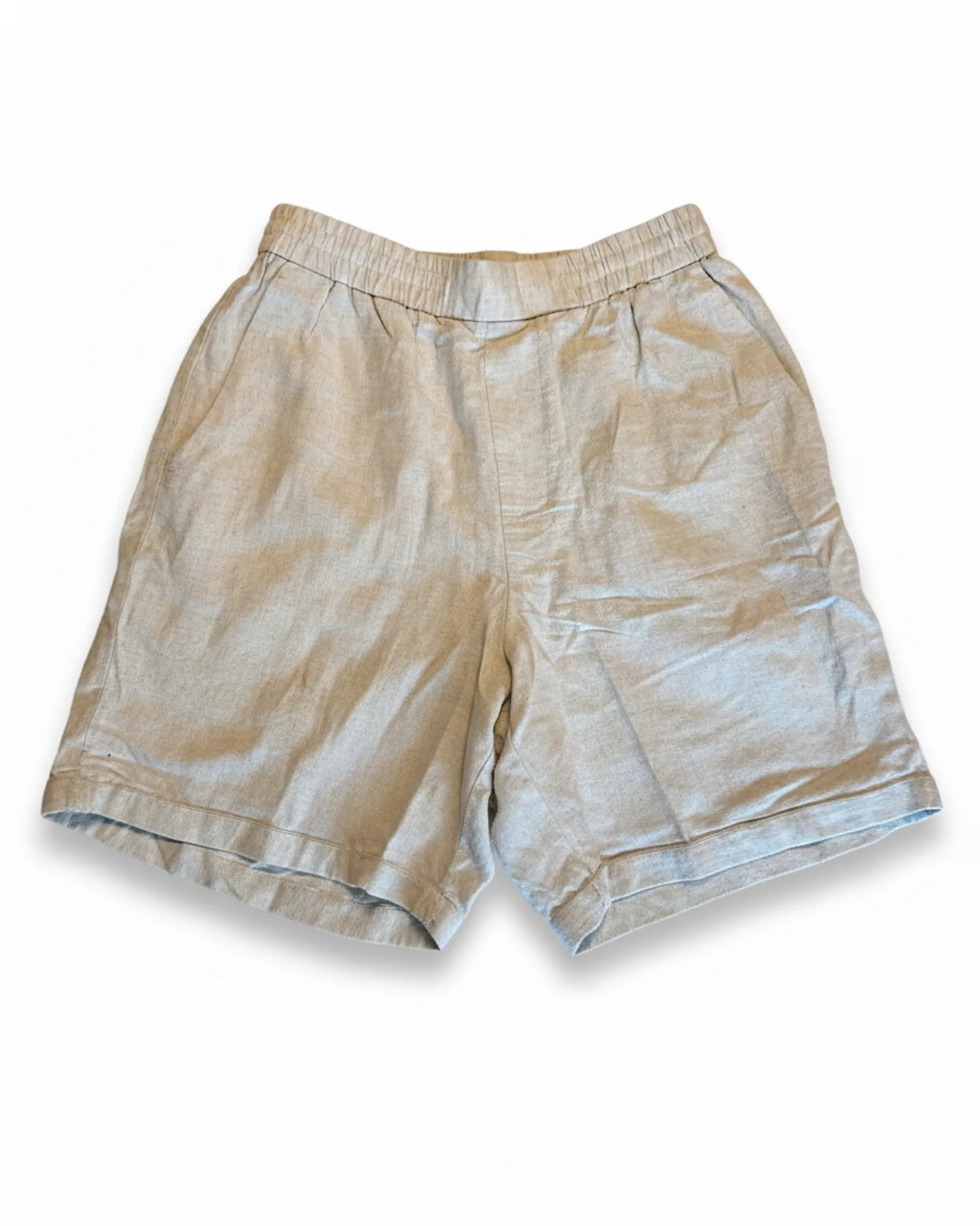 Unbranded מכנס פשתן קצר, גוון שיבולת, מבט קדמי